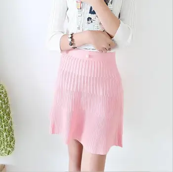

2018 new Korean version of the three-dimensional striped pleated skirt knitted skirt Laptop A-line summer fashion skirt