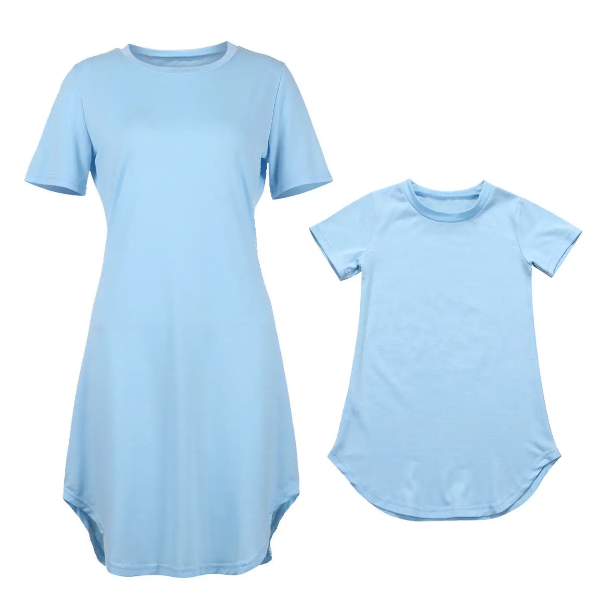 

2018 New Brand Mother and Daughter Dress Solid Matching Mom Girls Short Mini Dress Family Cotton Beautiful Dress