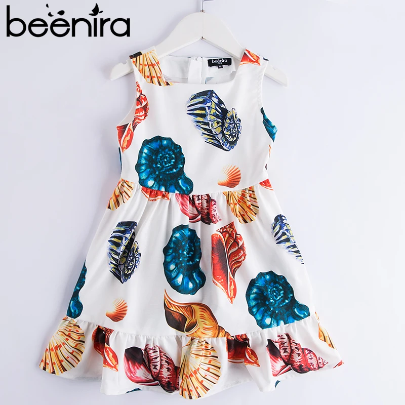 Beenira/летнее платье для девочек г. Детское Повседневное платье без рукавов с цветочным рисунком в европейском и американском стиле Одежда для детей от 4 до 14 лет, платье