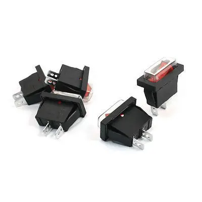 5X Red ON-Off LED SPST Boat Rocker 1 x 1/2 Switch 3-Pin AC 15A/250V Universal 
