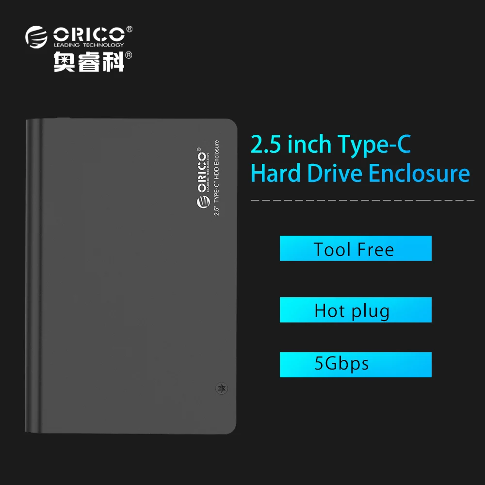 ORICO 2598C3 BK Aluminium 2 5 SATA3 0 USB3 0 HDD Enclosure Case Type c Hard