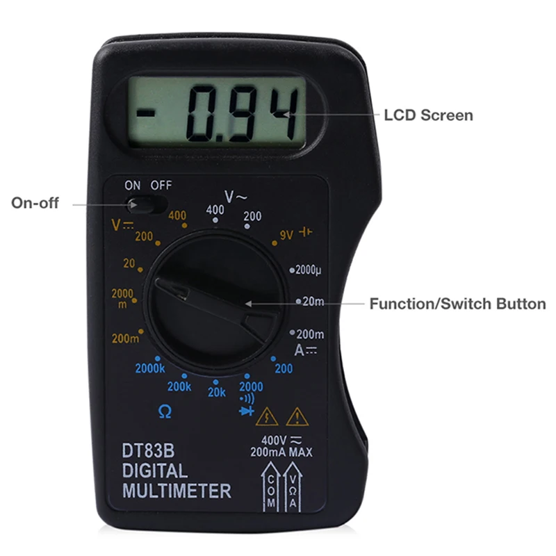 Dt83B Digital Multimeter Handheld Tester Ac/Dc Voltage Meter Pocket Multimeter Modern Current Ohmmeter Clamp Meters Tester
