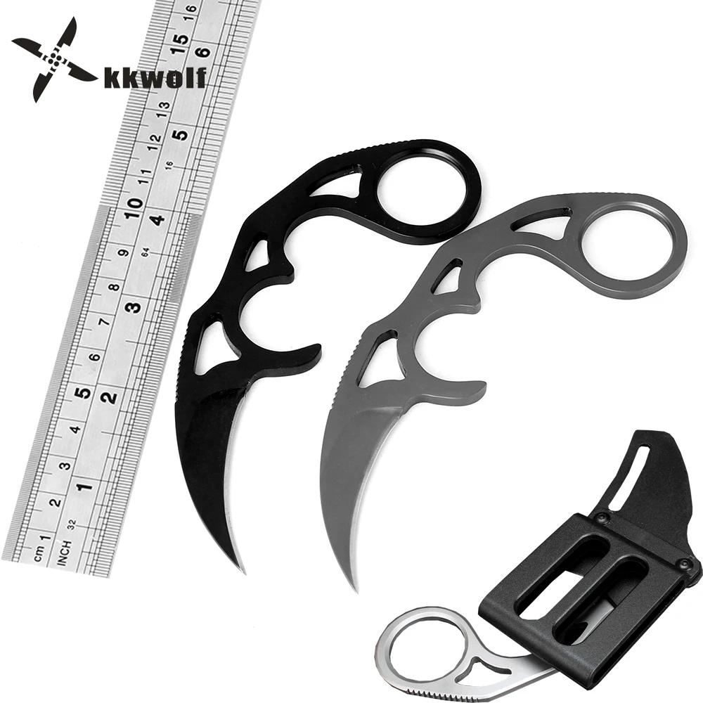 KKWOLF Karambit нож CS GO, охотничий нож для выживания, походный спасательный тактический нож karambit, нож с фиксированным лезвием