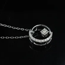 LASAMERO Halo 0.1CT 18k Gold Round Cut Square Center Pave Set Natural Diamond Pendant Necklace Chain Women Fine Jewelry