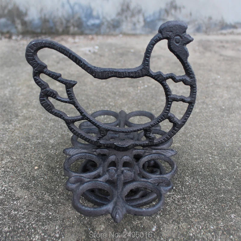 KitchenCraft Cast Iron Egg Holder Stand in Brown Holds 8 Eggs by