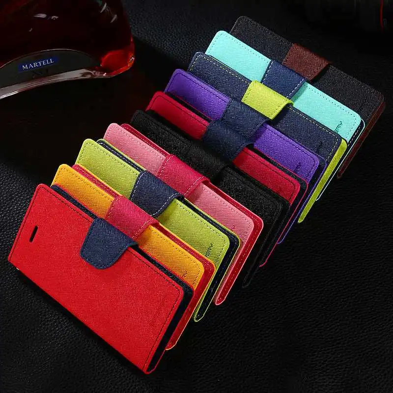 Original Goospery Double Color Leather Flip Wallet Case Cover For