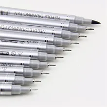 10 шт. Рисунок пером, файнлайнер, ультра тонкого помола со штриховыми рисунками; забавная чернильные Маркеры Черный 0,1 0,2 0,3 0,4 0,5 0,6 0,8 1,0 кисть с аниме Manga, тонкие ручки