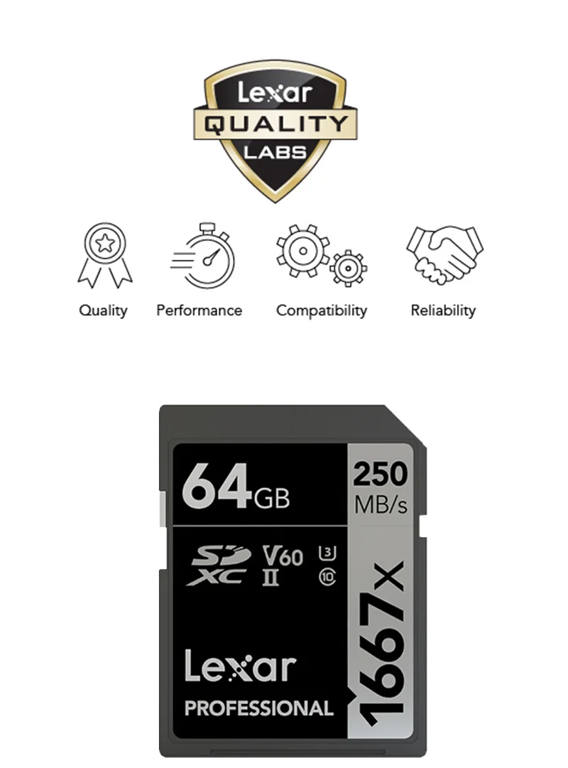 Lexar Профессиональный 64 Гб SD карты 1667x слот для карт памяти 250 МБ/с. флеш-карта 128 ГБ 256 ГБ SDXC V60 UHS-3 класс 10 для Камера