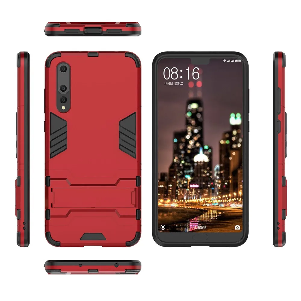 

Hybrid Armor Kickstand Case on the for Huawei P20 Pro Cover Coque huaway huavey P 20 P20Pro 20Pro Shockproof Covers Protect Case