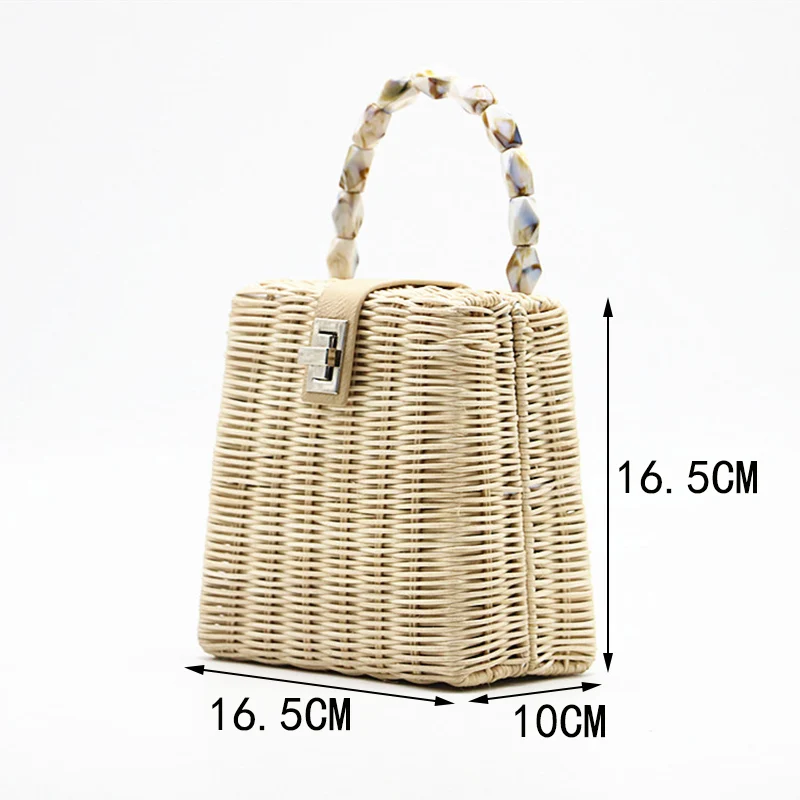 Billig Frauen Handtasche Wicker Gewebt Strand Tasche Handgemachte Luxus Schulter Taschen Bohemian Stroh Tasche Umhängetasche Messenger Taschen Tote Kleine Box