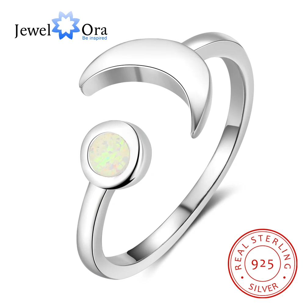 

Adjustable Ring Moon Shape Opal Stone 925 Sterling Silver Women's Rings Fashion Party Jewelry For Women (JewelOra RI103718)