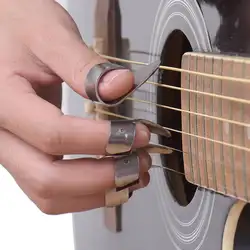 4 шт./компл. Серебряная гитара Палочки электроакустическая Аксессуары для гитары 1 Thumb + 3 указательном гитарные медиаторы музыкальный