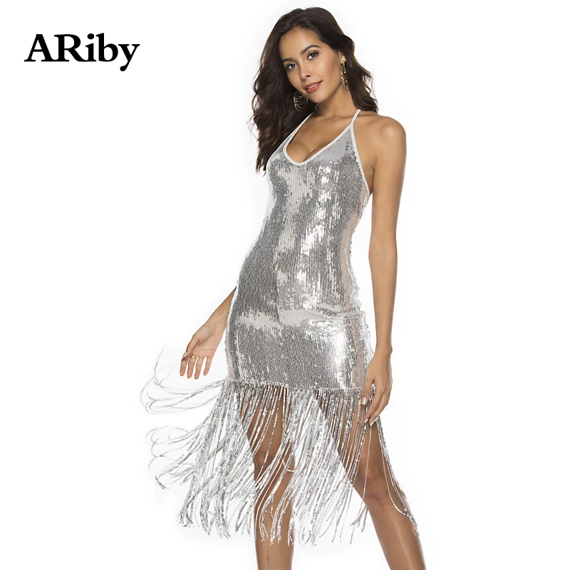 Dress Women Sexy Bodycon Party Dress Summer Black Plus Size Sexy & Club Solid Tassel Backless Sleeveless Sequined Empire Dress Dress Women Sexy Bodycon Party Dress Summer Black Plus Size Sexy & Club Solid Tassel Backless Sleeveless Sequined Empire Dress