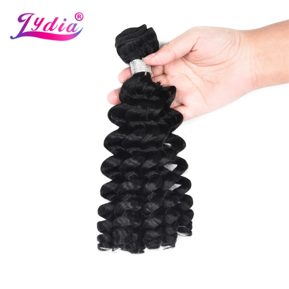 Лидия синтетические Надувные вьющиеся волосы для наращивания 1 шт. натуральный черный плетение с двойной уток волна для женщин пряди волос