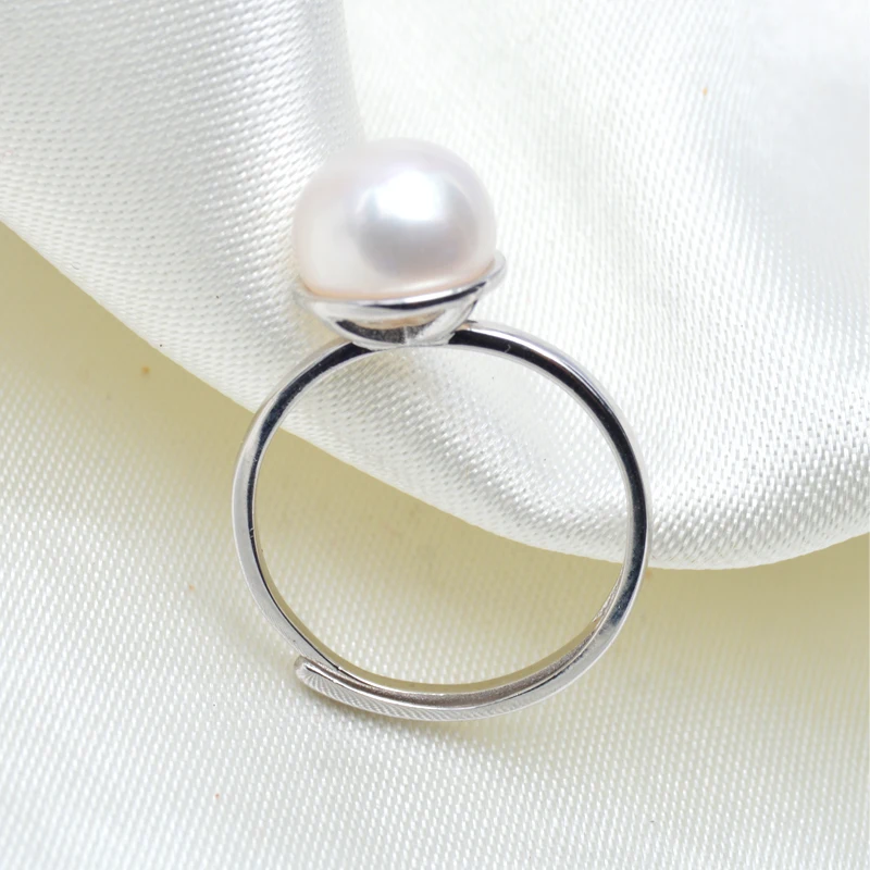 ASHIQI кольцо из натурального 925 пробы серебра 8-9 мм с пресноводным жемчугом кольцо с открытым пальцем для женщин Подарки