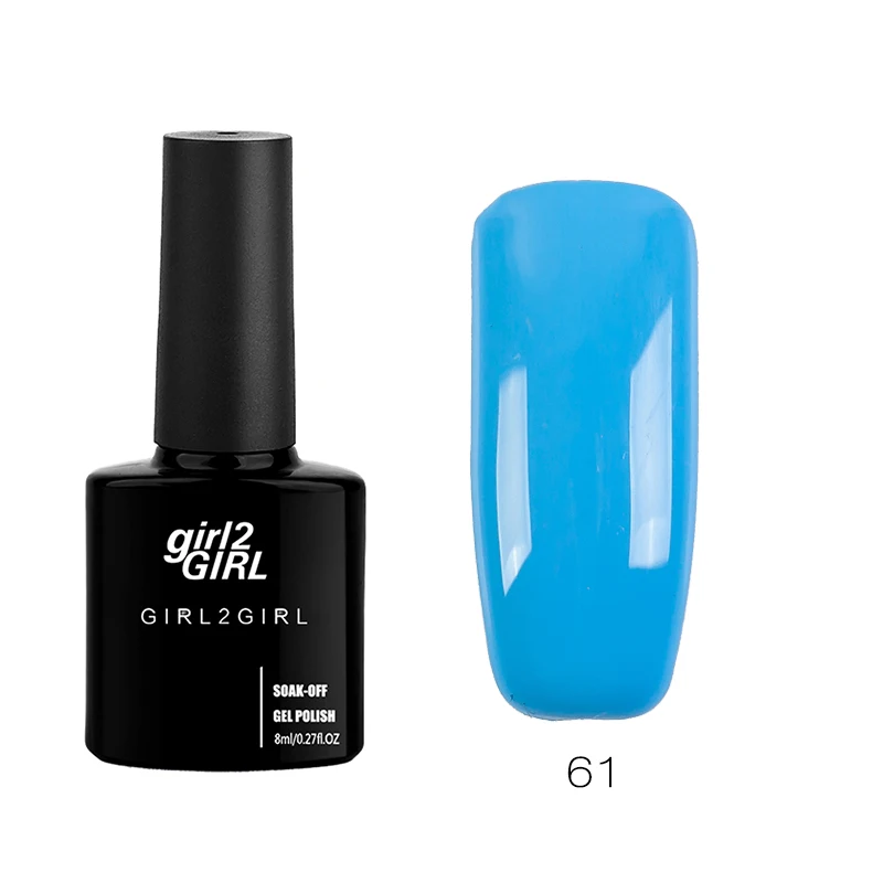 Гель-лак для ногтей Girl2girl, 8 мл, замачиваемый УФ-гель для ногтей, Гель-лак для маникюра, Гель-лак для ногтей, синий набор - Цвет: 61