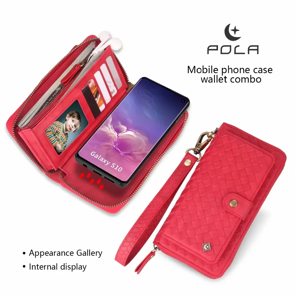 

Lanyard Card Phone Bags Wallet Case for Samsung Galaxy S8 S9 S10 Plus S10e Note 8 9 Case Luxury Woven Leather Magnet Cover Funda