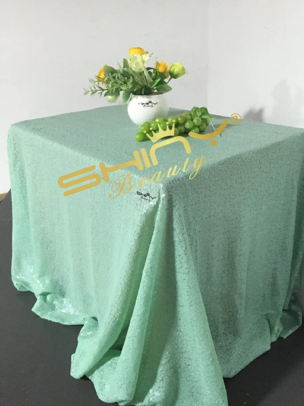 Mint Green Sequin Fabric, 90"x156" Shiny Champagne Sequin Glamorous