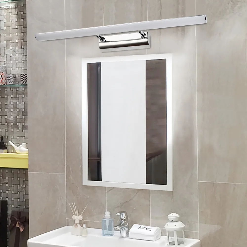 Светодиодный светильник с зеркалом для ванной комнаты, домашний декор, настенный светильник, водонепроницаемый бра из нержавеющей стали, 110 В, 220 В, косметический светильник