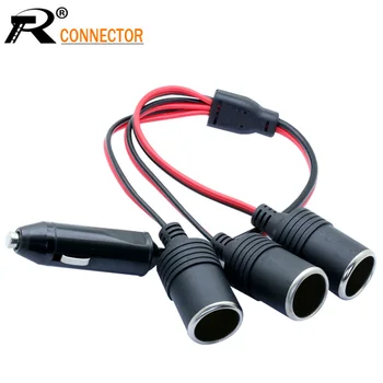 

1pc 3 in 1 Car Charger Cigarette Lighter Splitter Female Socket Plug Power Adapter Connector Auto Cable Input 12V 24V Socket