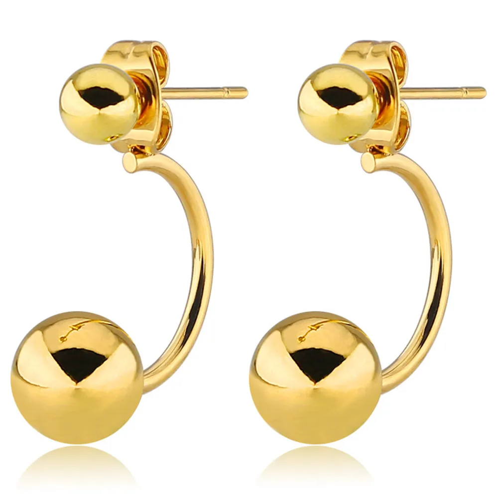 

Fashion women earrings stainless steel jewelry double ball round simple ladies earrings womens jewellery accesoires gifts