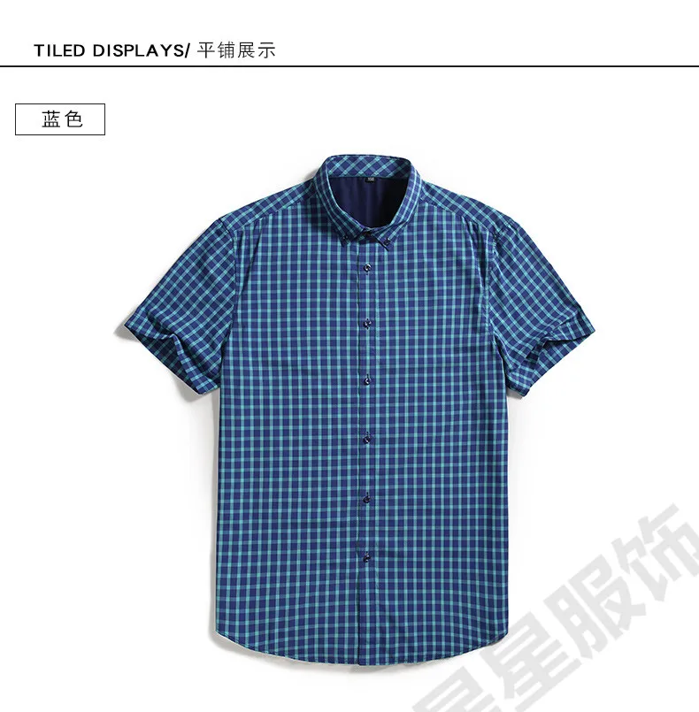 8XL 6XL 5XL 2019 Модные мужские клетчатые рубашки из хлопка с коротким рукавом мужские рабочие рубашки Брендовые повседневные Slim Fit Camisa