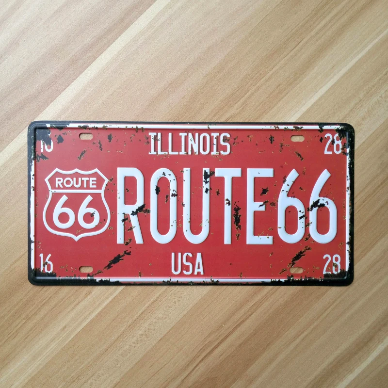 

SP-CP-046 " about USA america Route 66 road " Vintage license plates Wall art craft Retro home decoration 15x30cm