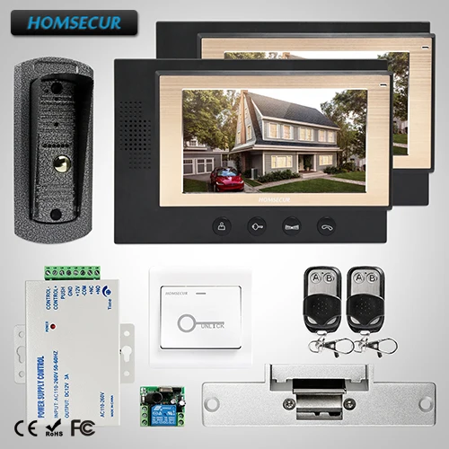

HOMSECUR 7" Video Door Entry Phone Call System Electric Strike Lock Set Included (TC041+TM701-B)