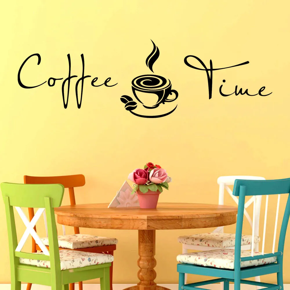 Coffee Time Removable Art Vinyl Mural Home Room Decor Wall Stickers