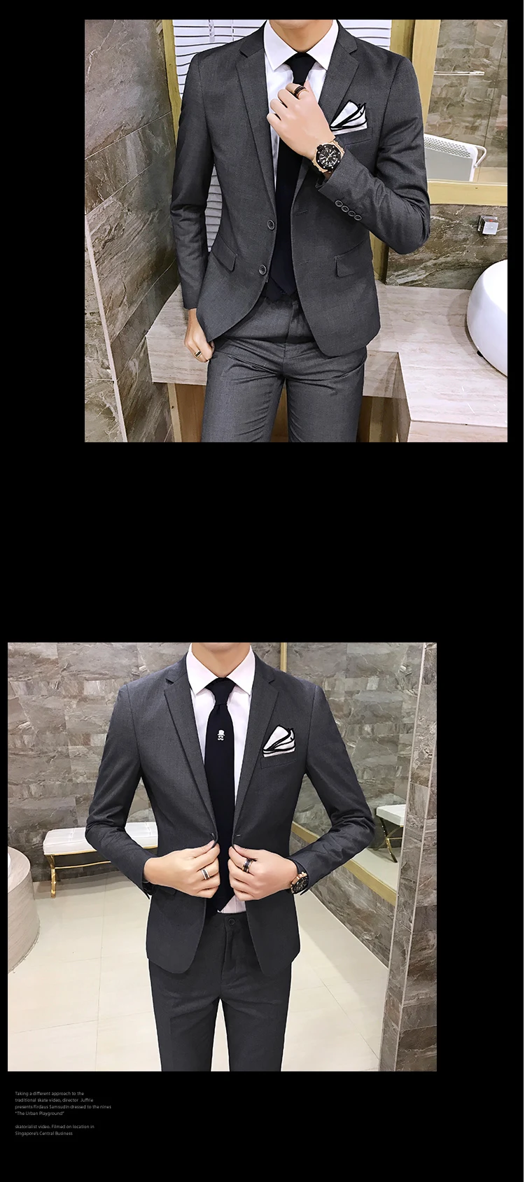 Комплект из 2 предметов, мужские повседневные деловые костюмы, модный мужской Британский приталенный красивый деловой Свадебный блейзер+ брюки для мужчин