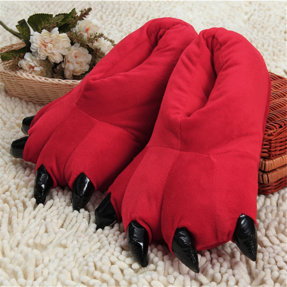 

Animals Paw Shape Adults Warm Slippers Winter At home Cartoon Flannel
