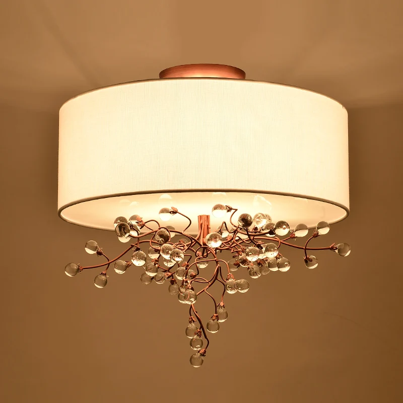 Nordic American crystal pendant light living room bedroom iron cloth