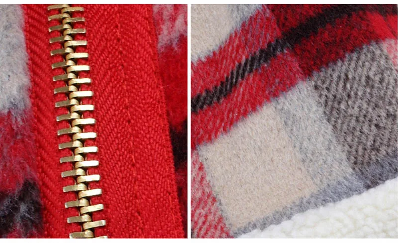 Autumn fall plaid thicken woollen jacket for girls kids zipper casual coat for girl woolen coat for girls (2)