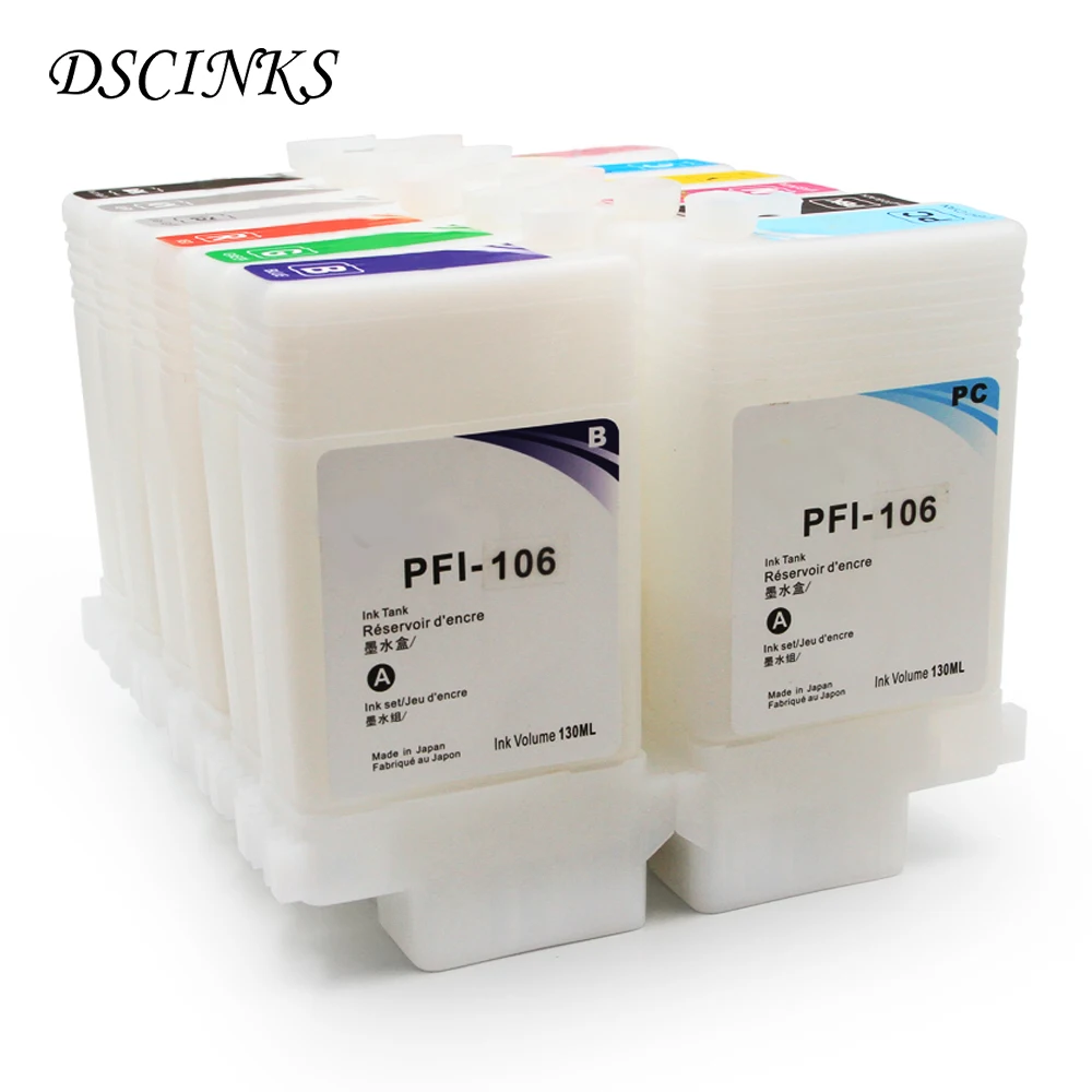 

12 Color PFI106 PFI-106 Refillable Ink Cartridge for Canon IPF6400 IPF6450 IPF6410 IPF6460 Refill Ink Tank with Chip PFI-106