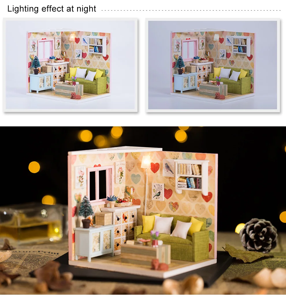 DIY Кукольный дом Каса Миниатюрный Музыкальный светодиодный Кукольный дом модель деревянная мебель украшение кукольный домик игрушки для детей подарок на день рождения