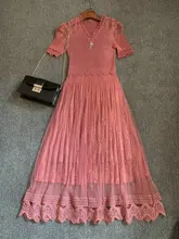 Original Design High-Quality Pleated Dress Sexy V-neck Pure Color Elastic Women's Slim Dress with Short Sleeves Pleated Dress