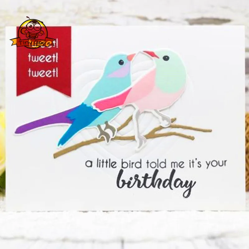 Набор штампов и для скрапбукинга с надписью Happy Birds Feather 2019|Вырубные штампы| |