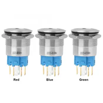 

20Pcs 22mm Automatic Reset Flat Ring Head with Light Stainless Steel Button Switch BEM-22-11DS 24VDC