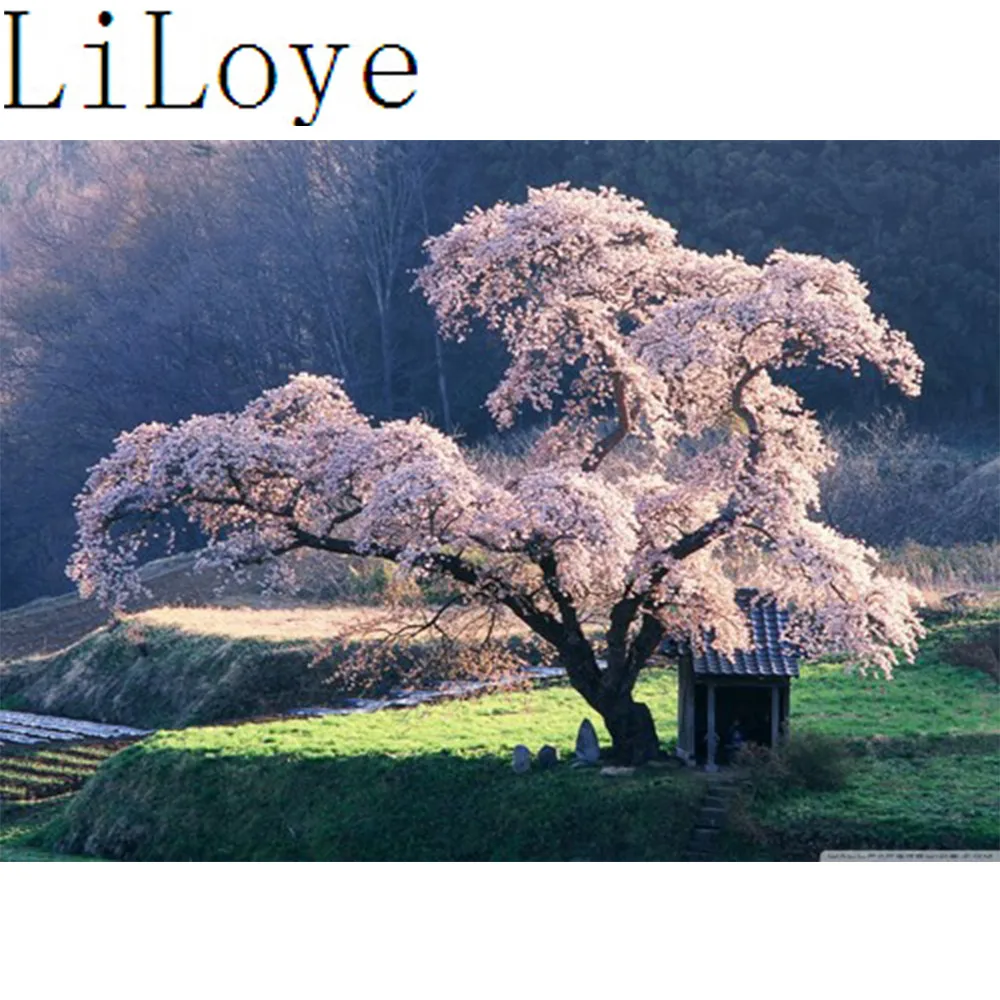 

LI LOYE Diamond Embroidery icon DIY Diamond Painting Cross Stitch Scenery hut tree Mosaic Rhinestones Home Decor Paintings RT160