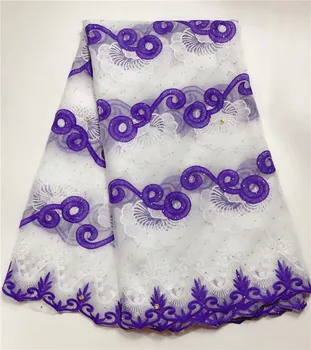 

Silk Milk Lace African Lace Fabric With Stones Nigerian French Lace Fabric, Purple white High Quality African Tulle Lace Fabric