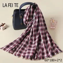 Tartan Long Cotton Male Scarf Stole Foulard Neckerchief Designer Neck Black Viscose Man Scarf Women Kerchief Luxury Brand