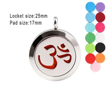 

10Pcs Round Silver Yoga symbols 20mm 25mm Aromatherapy / Essential Oils Stainless Steel Perfume Diffuser Locket Necklace