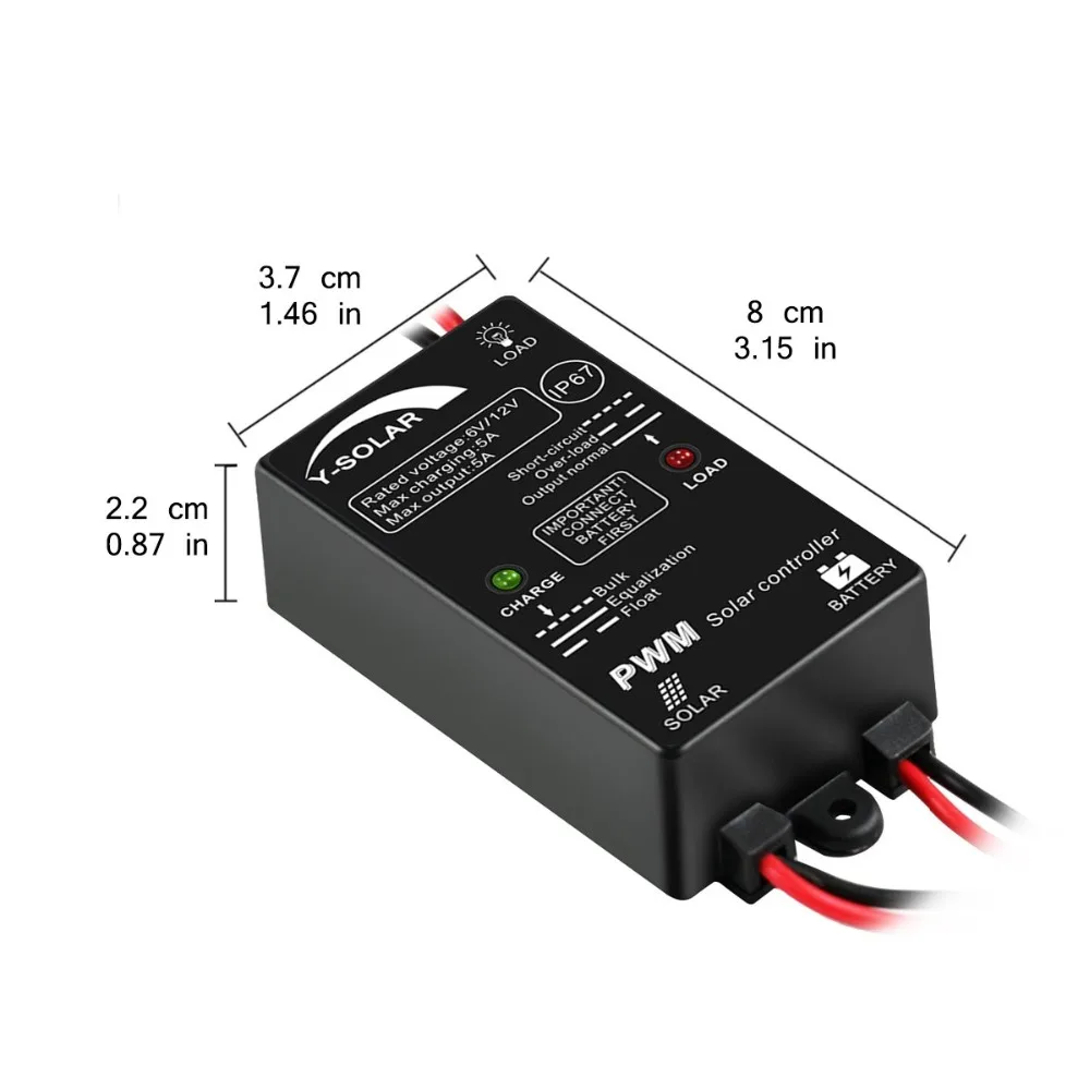 5A 12V Солнечный Водонепроницаемый Контроллер заряда IP67 для Маленькая солнечная домашняя Применение мини Размеры за максимальной точкой мощности, Солнечный контроллер заряда нагрузки работаем 24 часа