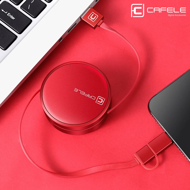 Cafele 2 in 1 Micro and 8 Pin USB Cable for iPhone Xiaomi Huawei 130cm Portable Retractable 5V 2A USB Charging Cable