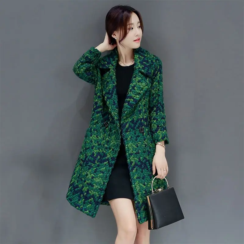

2018 Autumn Winter Women Wool Blends Coat And Jackets Casual Loose Pockets Female Medium Long Woolen Outerwear Plus Size O725