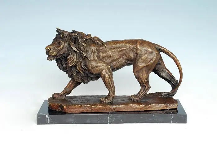 

Arts Crafts Copper Bronze Sculpture Lion Statue Animal Lions Carving Hotel Office Decoration Business Gifts AL-209