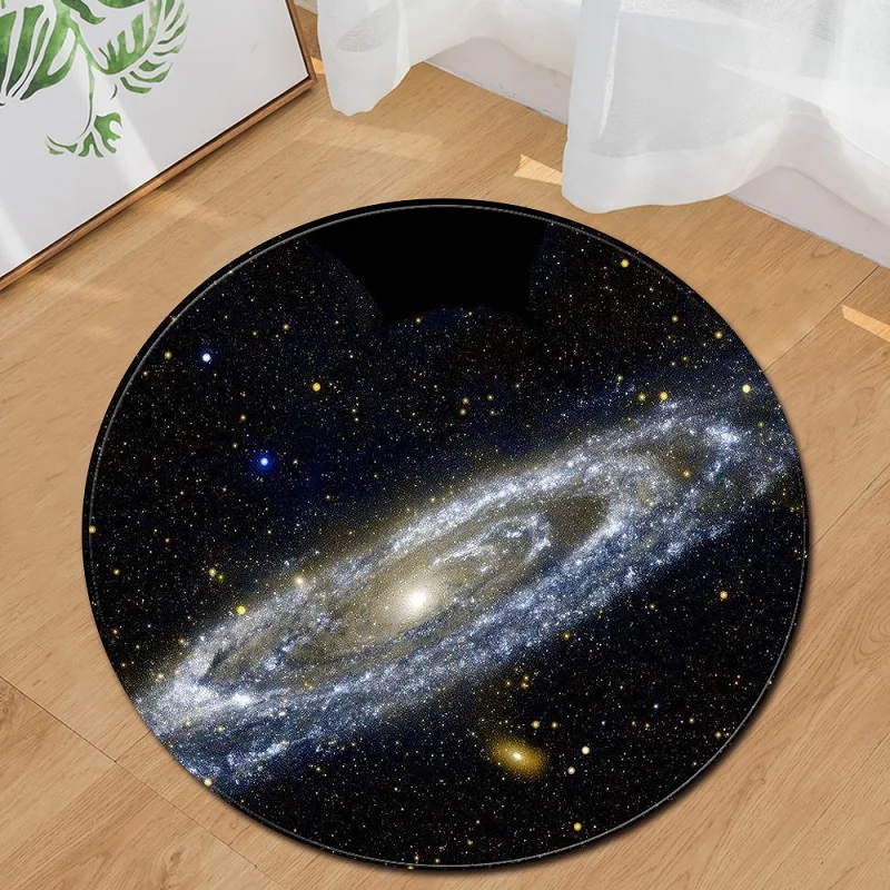 

2019 New Planet Earth Round Carpets For Living Room alfombra Galaxy Space Rugs and Carpet Computer Chair Floor Mat Bedside Rugs