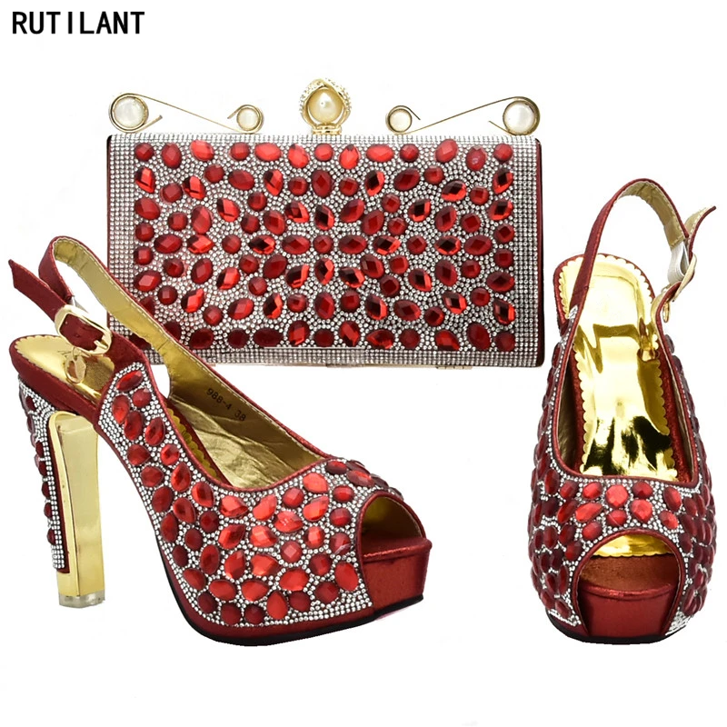 

African Wedding Shoes and Bag Set Elegant Designer Shoes Women Luxury 2019 High Quality Women Italian Shoes and Bags for Party