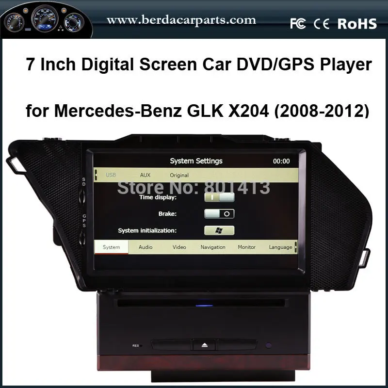 Car dvd gps ل مرسيدس بنز glk x204 مع gps + ipod + sd + usb + rca + aux يمكن حافلة
