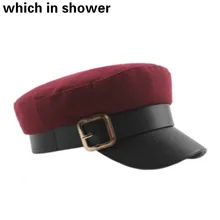 Винтажные зимние шерстяные шапки в стиле милитари для женщин, модная шерстяная теплая Кепка с плоским верхом, шапка в стиле ретро, армейская шапка в стиле моряка, Женская темно-синяя кепка в стиле милитари